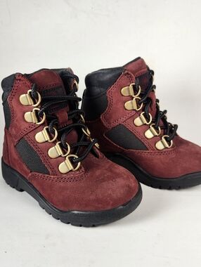TIMBERLAND Toddler Hiking Boots Size 7 EU 23.5 Red Leather High Top